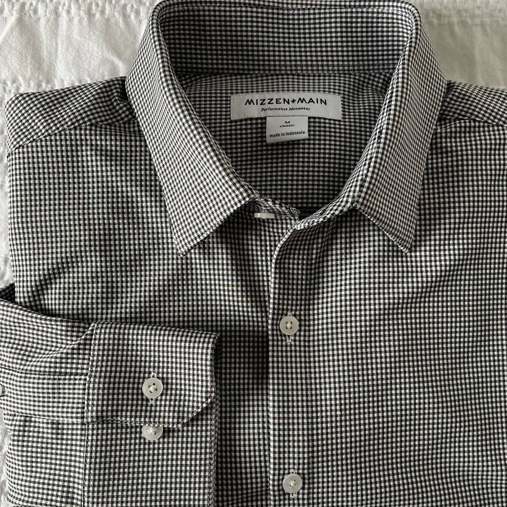 Mizzen + Main Spinnaker Gingham Black Dress Shirt